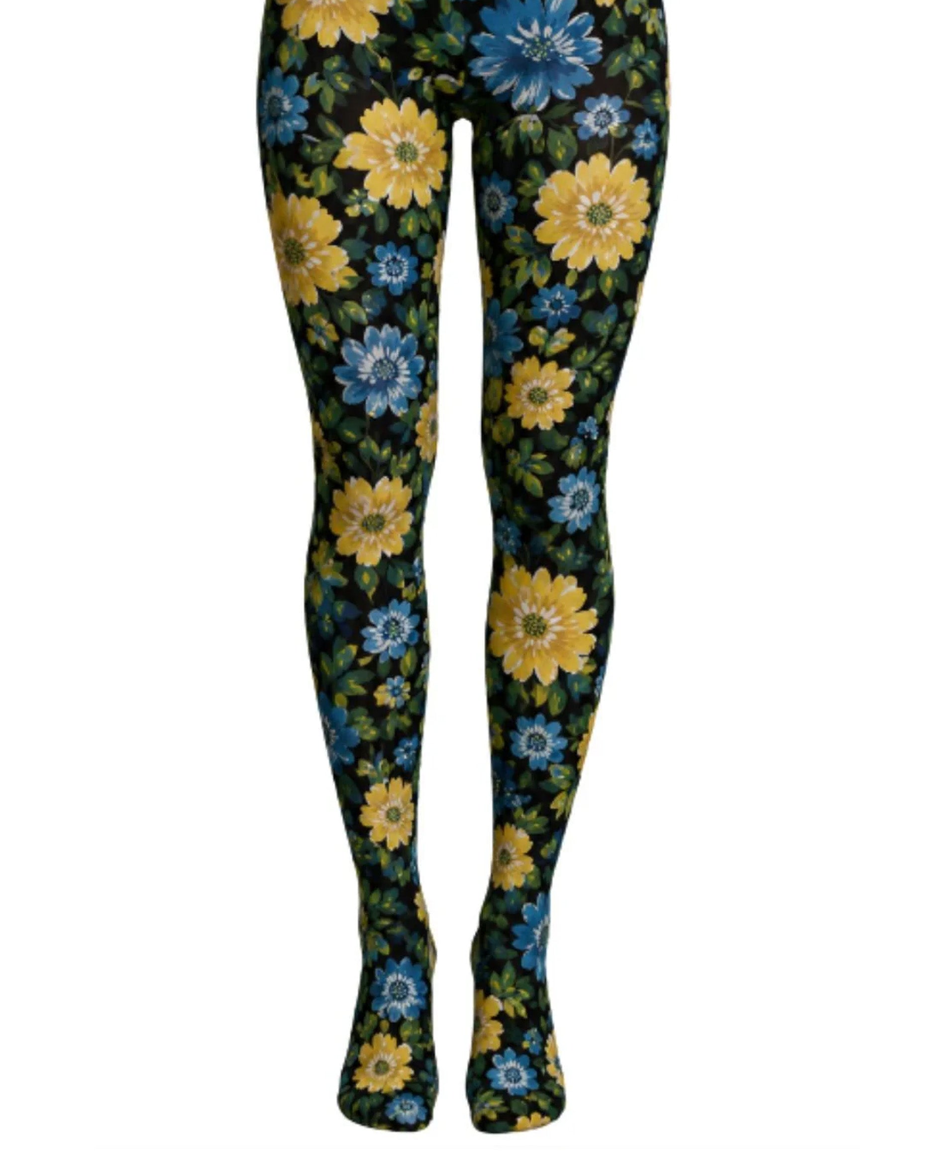 Floral patterned tights on a white background