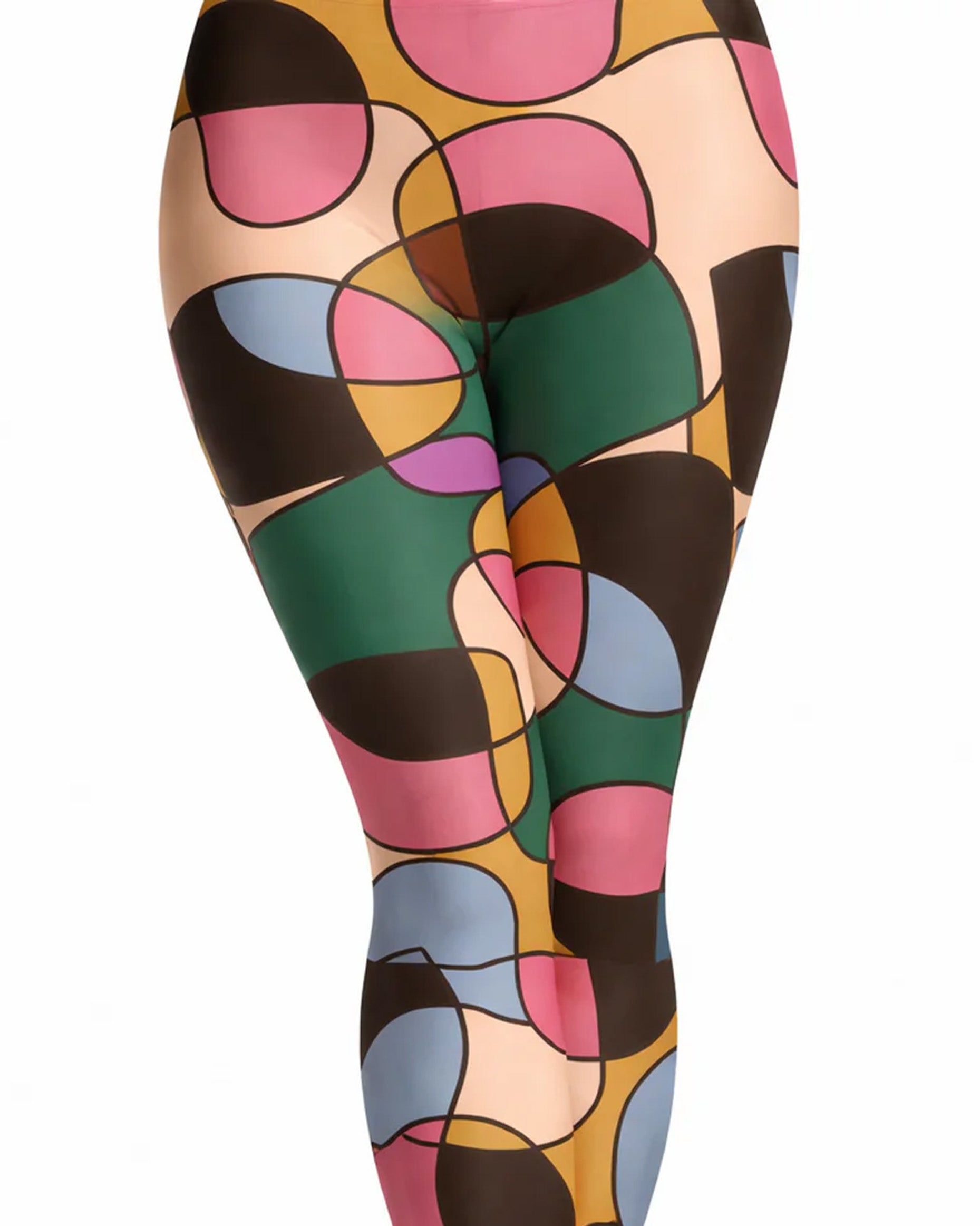 Colorful patterned leggings on a white background