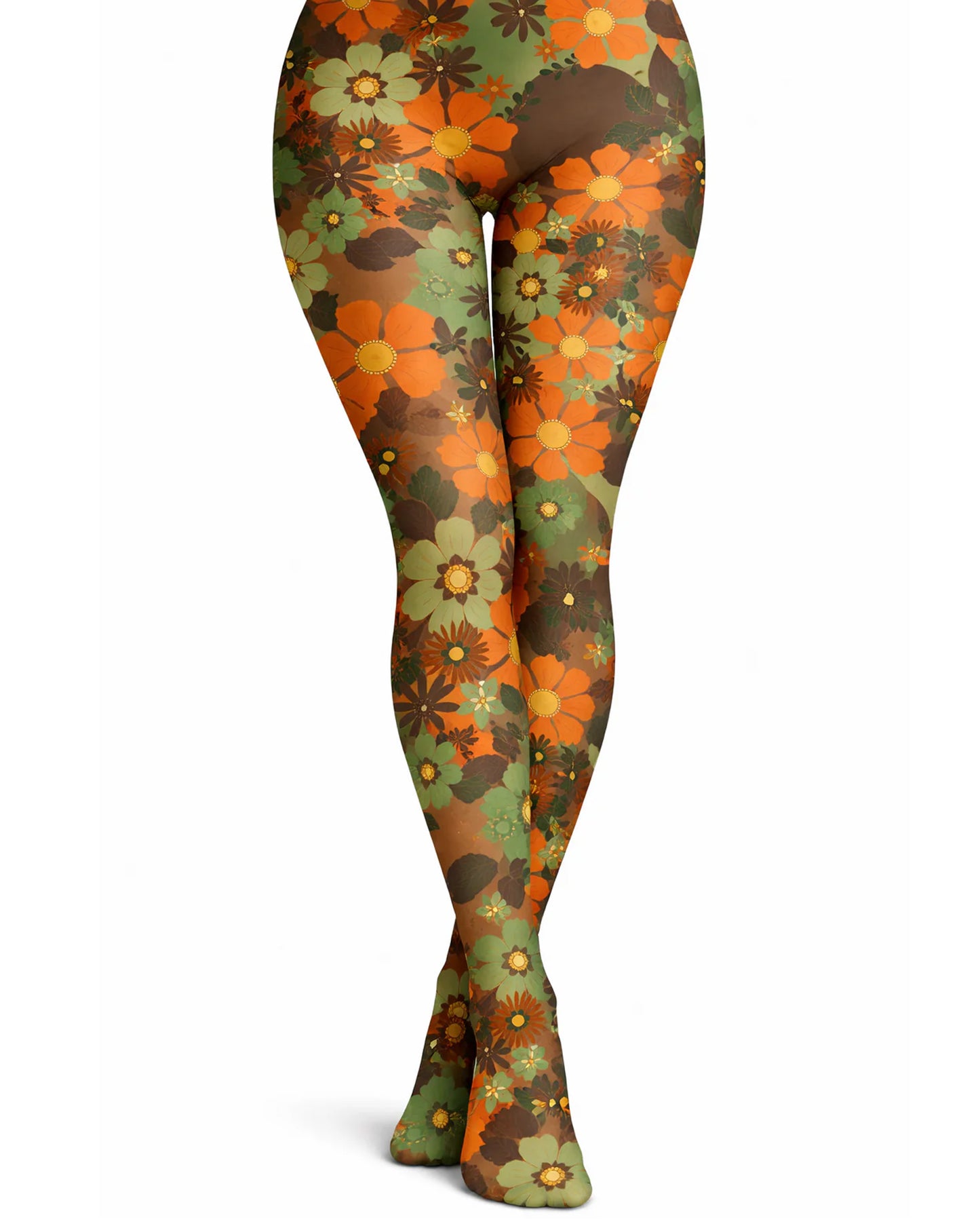 Tights with a floral pattern on a white background