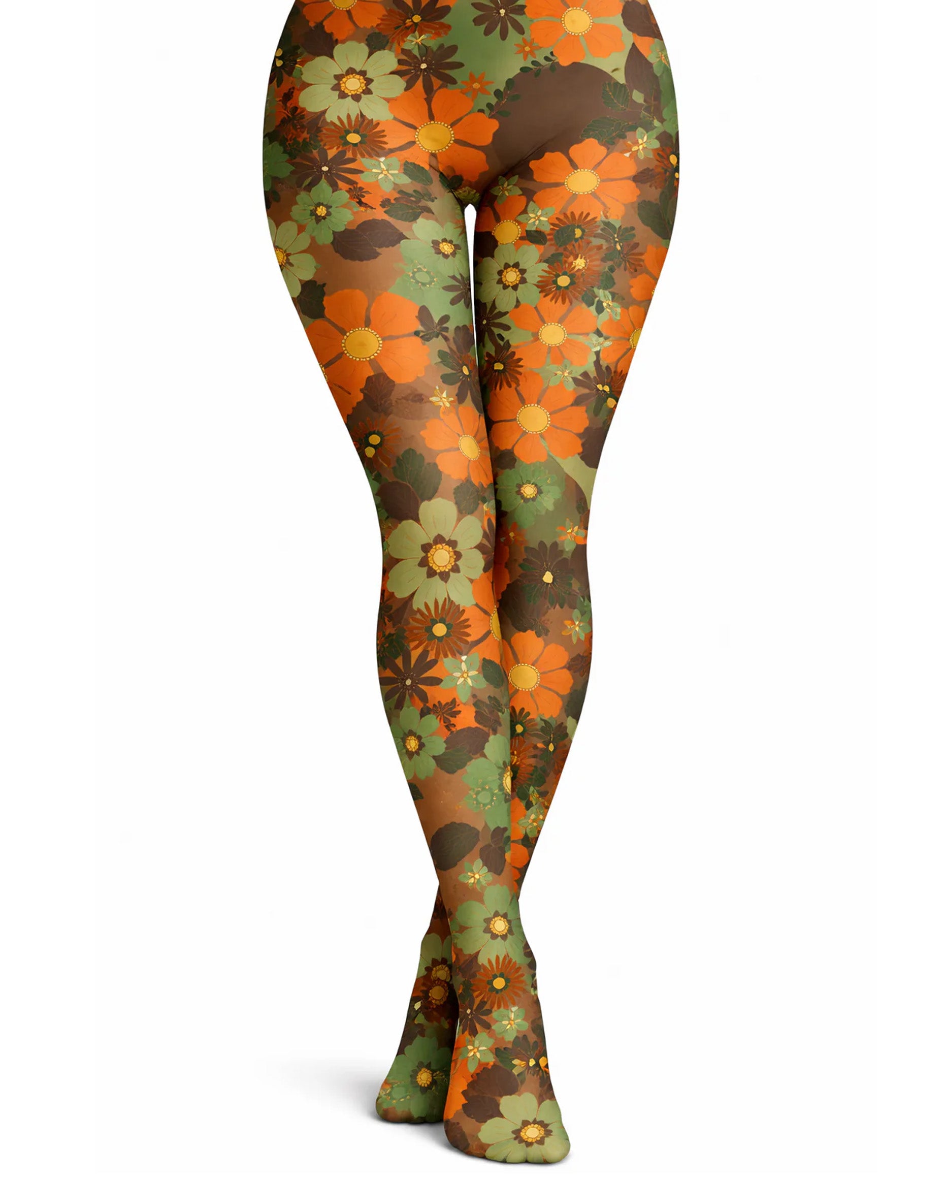 Tights with a floral pattern on a white background