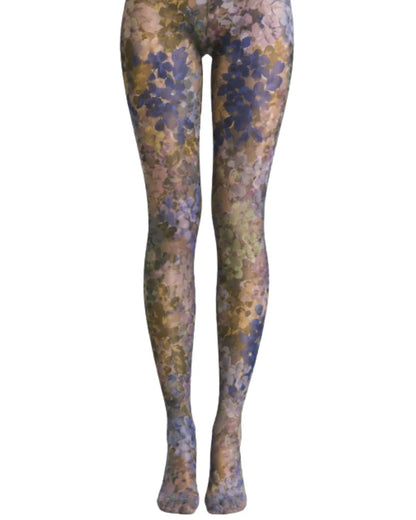 Tights with a floral pattern on a white background