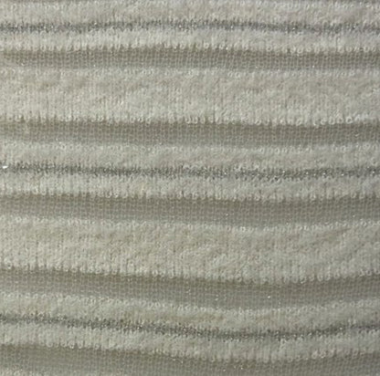 Soft opaque and sheer veiled fur-effect horizontal stripes in ivory with raw cut comfort cuff, silver stripe