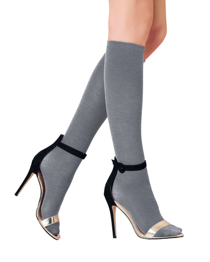 Trasparenze Alison Gambaletto - Light Grey (grigio melange) merino wool thermal knee-high socks, perfect warm light wooly sock for the Winter