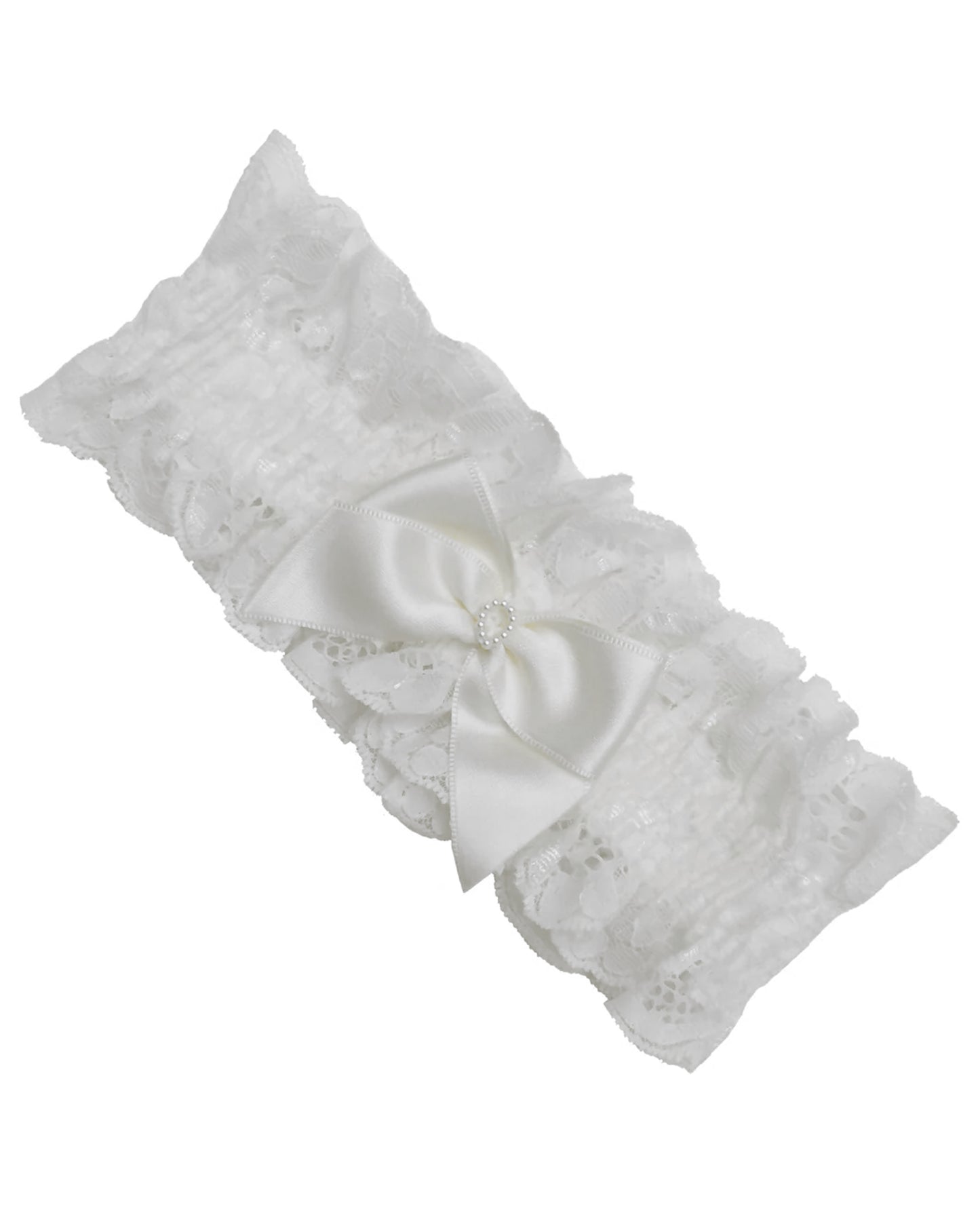 Trasparenze Tono Su Tono - white lace leg garter with satin bow