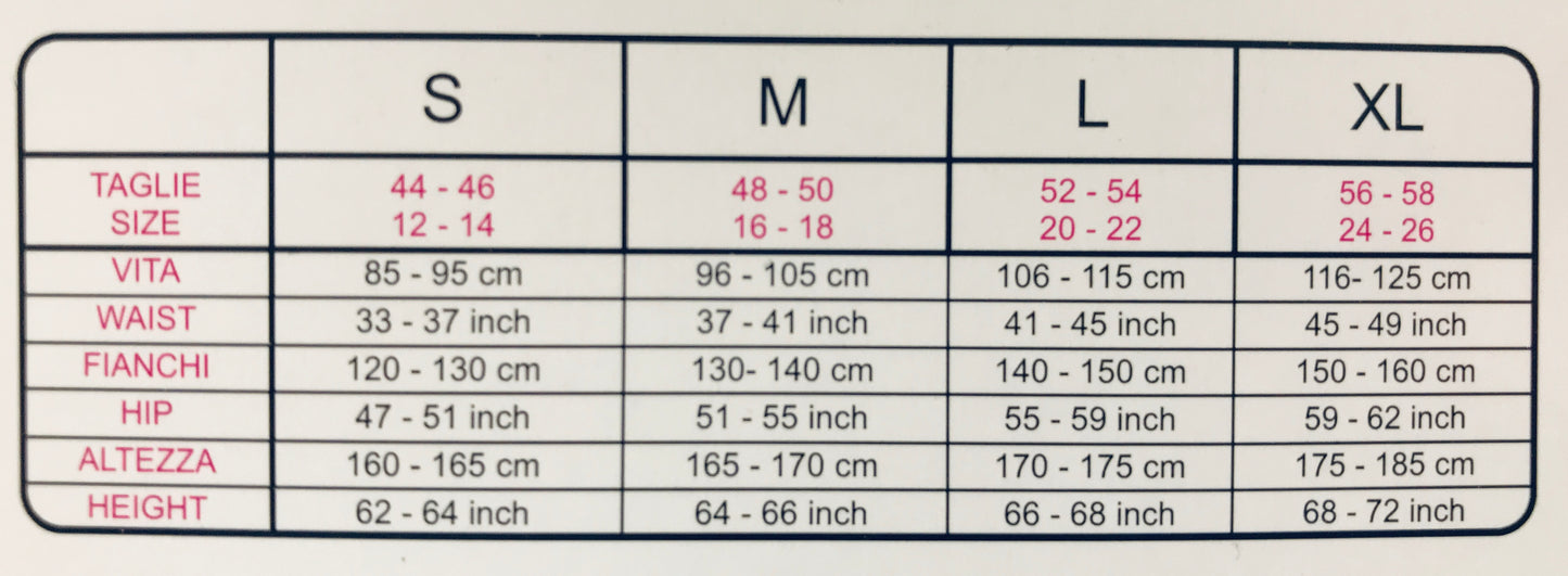 Trasparenze - Plus Size Chart