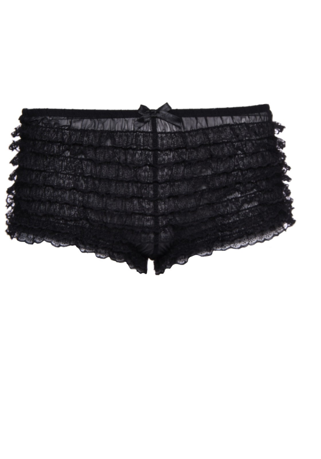 Leg Avenue 2985 Lace Ruffle Tanga Short - black frilly knickers boxer briefs