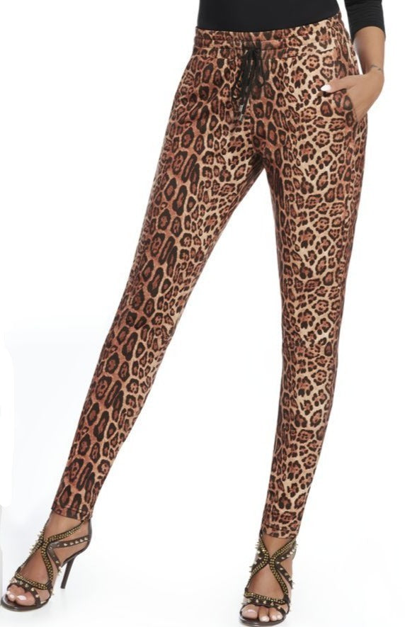 BasBlack Alisha - jogger style stretch leopard print pants