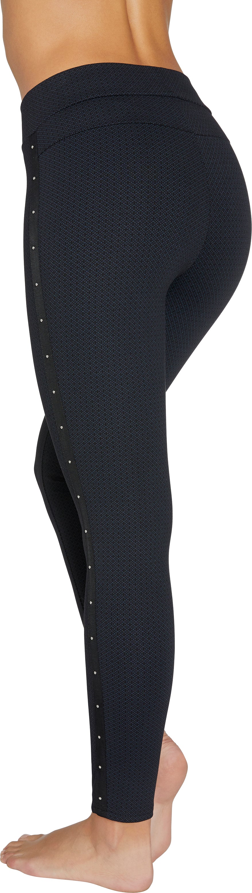 Ysabel Mora 70252 Studded Leggings - black and navy printed treggings with silver stud side stripe