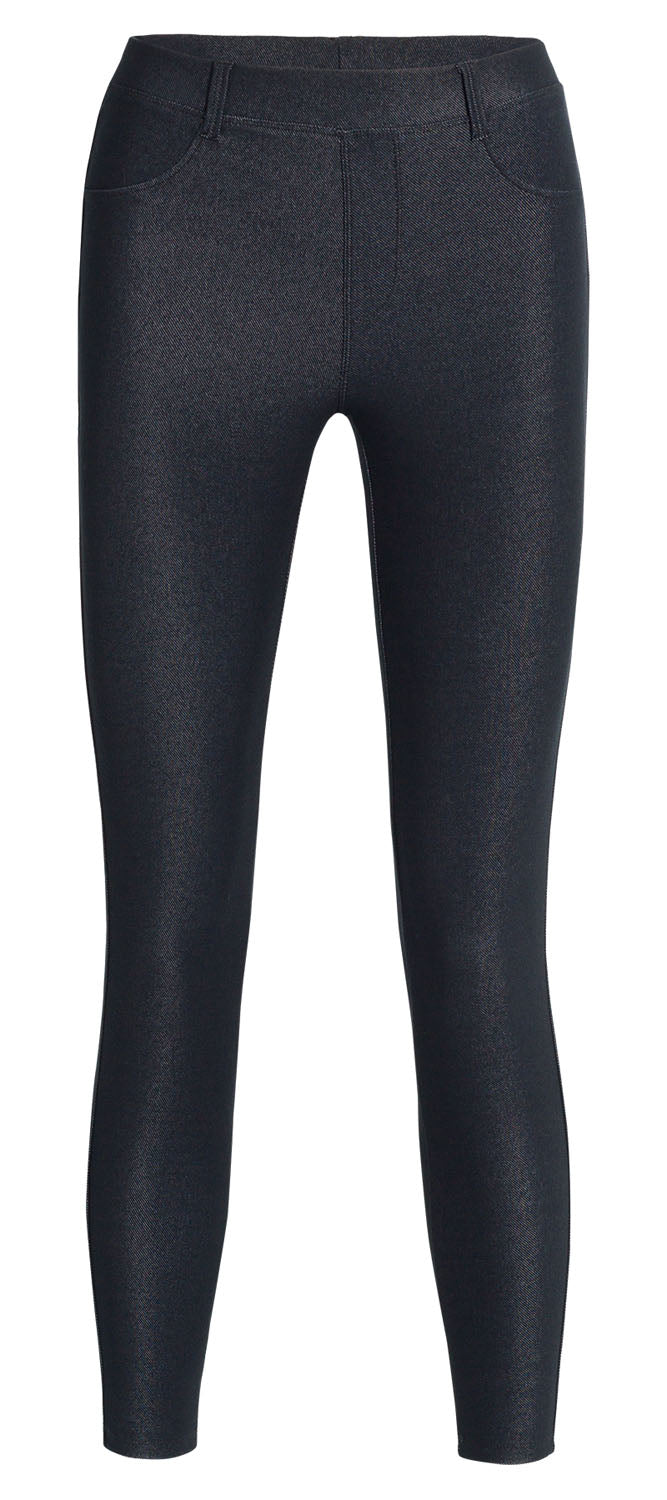 Ysabel Mora 70262 Leggings - Black soft, stretchy and super comfy mid rise jean leggings (jeggings) with rear pockets, belt loops, and faux front pockets and fly stitching.