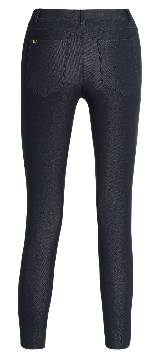 Ysabel Mora 70262 Leggings - Black soft, stretchy and super comfy mid rise jean leggings (jeggings) with rear pockets, belt loops, and faux front pockets and fly stitching.