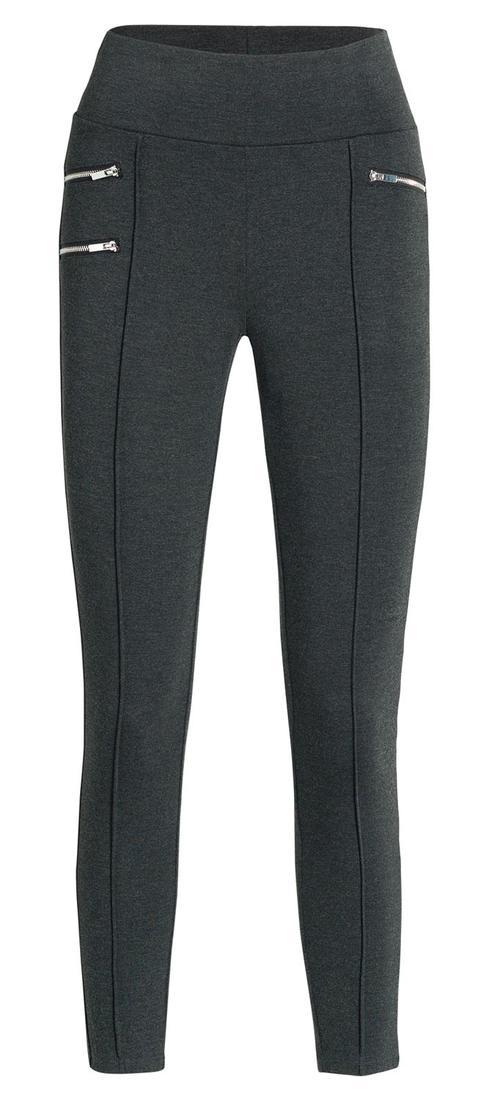 Ysabel Mora 70273 Leggings - Dark fleck grey jodhpur style high waisted leggings with silver side zips, raised centre seam down the leg and deep slimming waist band.