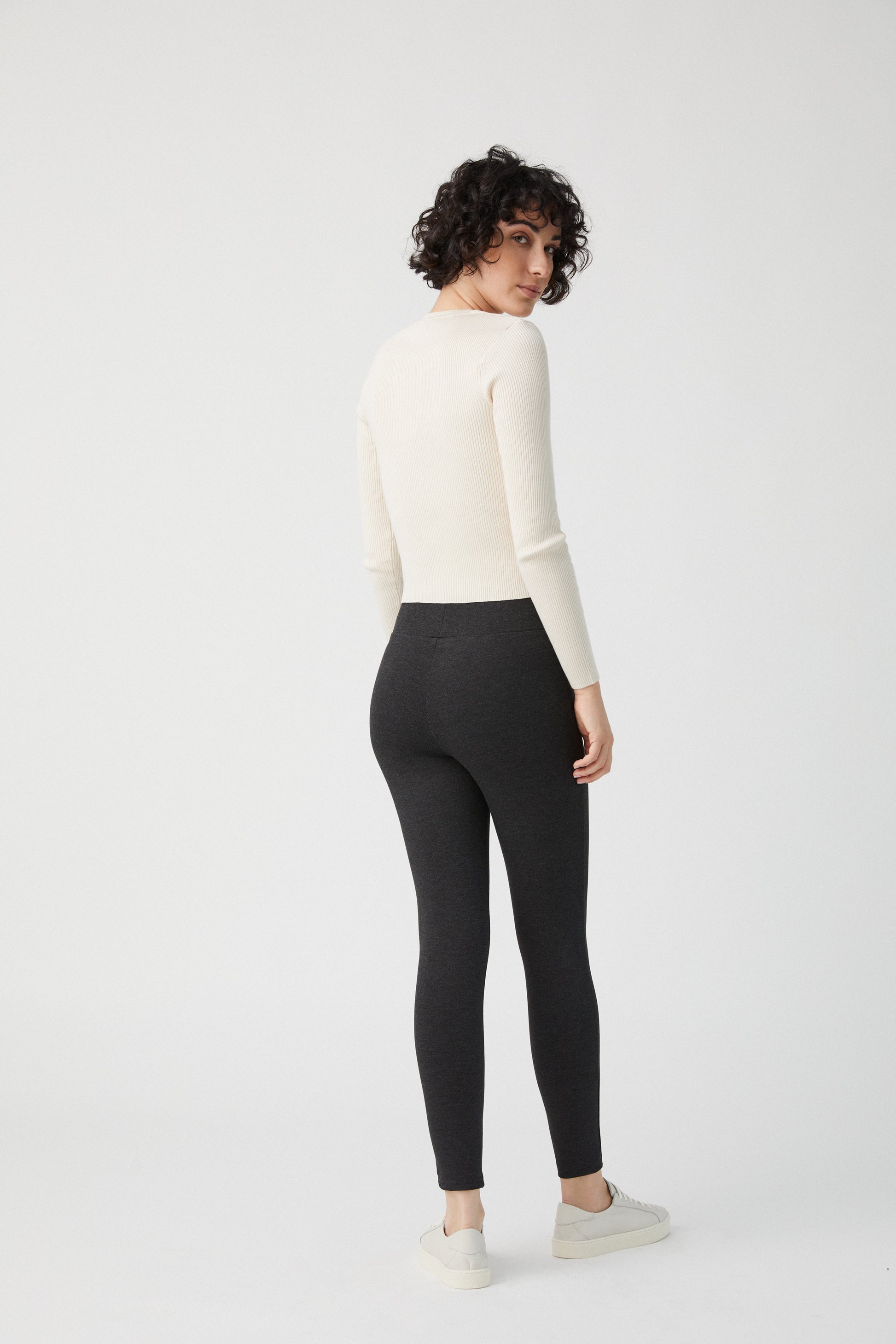 Ysabel Mora 70273 Leggings - Dark fleck grey jodhpur style high waisted leggings with silver side zips, raised centre seam down the leg and deep slimming waist band.