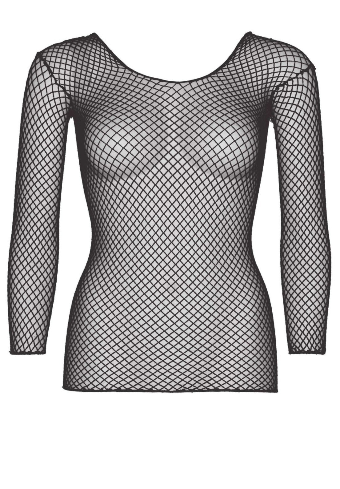 Leg Avenue 8278 Long Sleeves T-Shirts - black fishnet mesh top