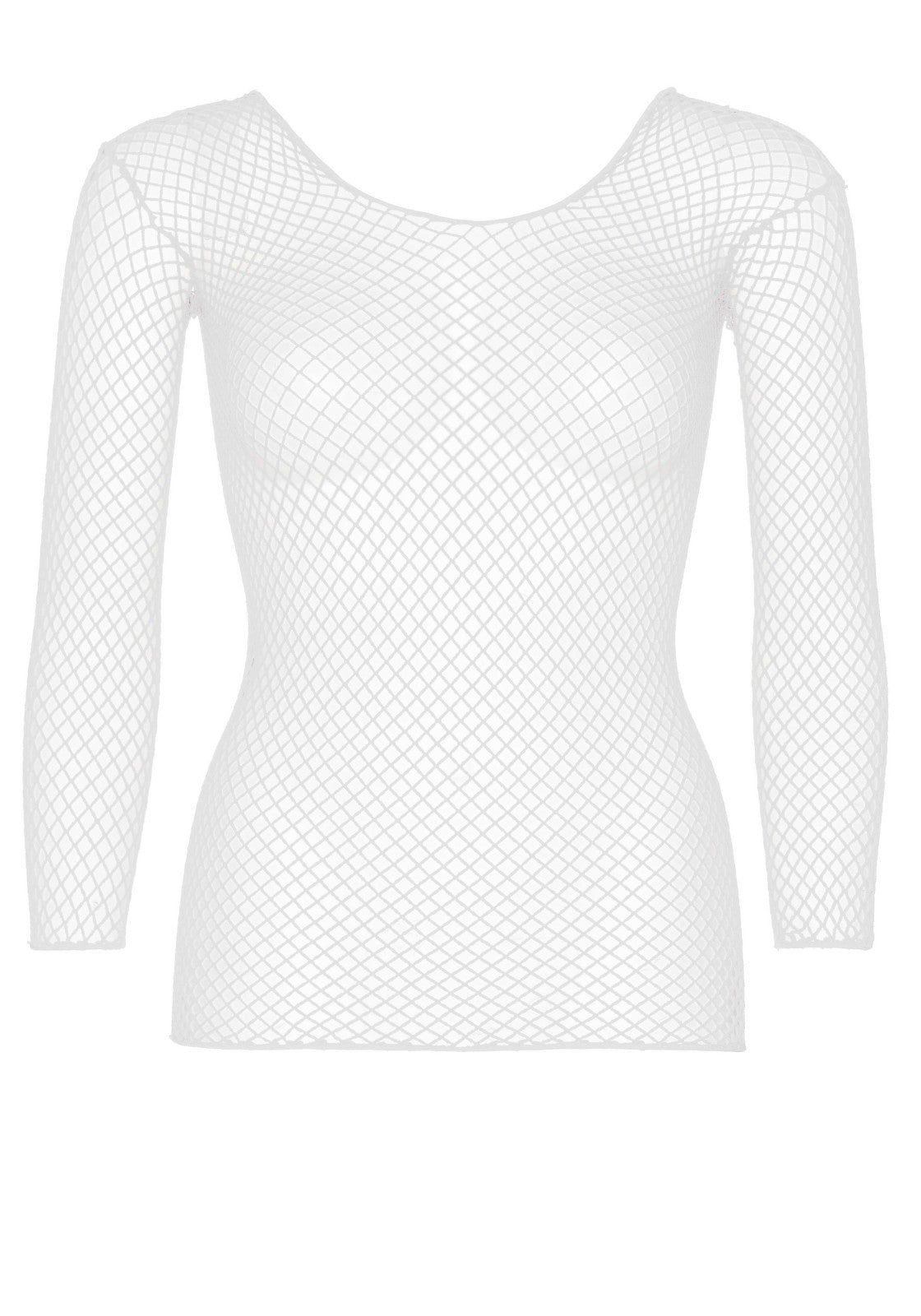 Leg Avenue 8278 Long Sleeves T-Shirts - white fishnet mesh top