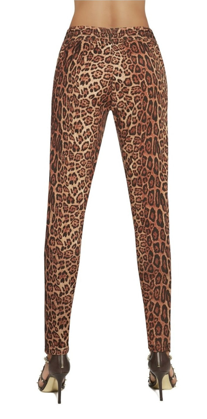 BasBlack Alisha Trousers - leopard print jogger style pants