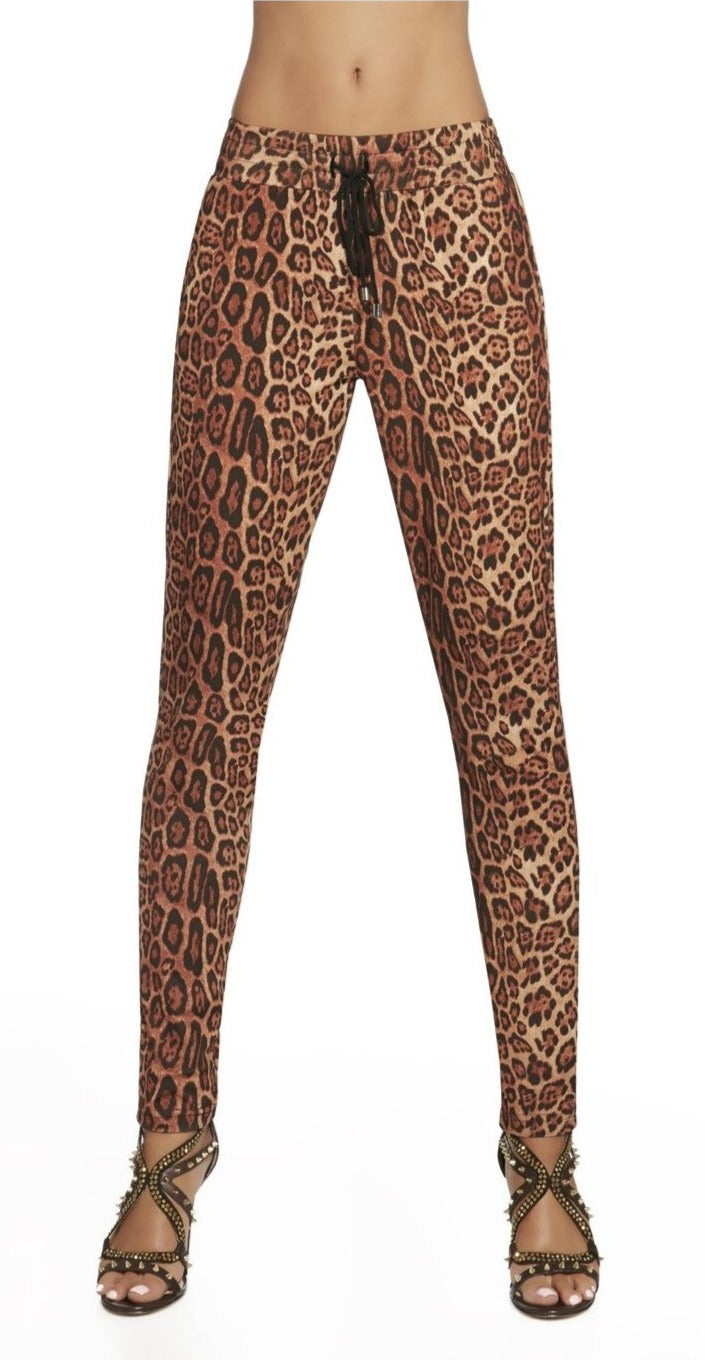 BasBlack Alisha Trousers - leopard print jogger style pants