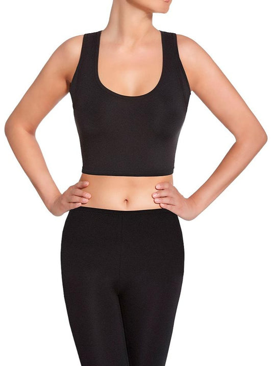 BasBlack Team Top 30 - Black razor back cropped sports top.