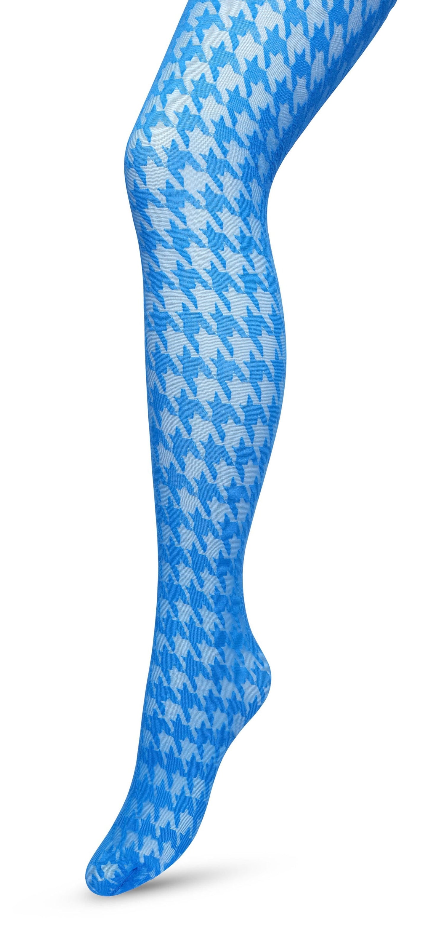 Bonnie Doon BP221903 Houndstooth Tights - Sheer fashion tights with a woven opaque dogtooth pattern in bright electric blue