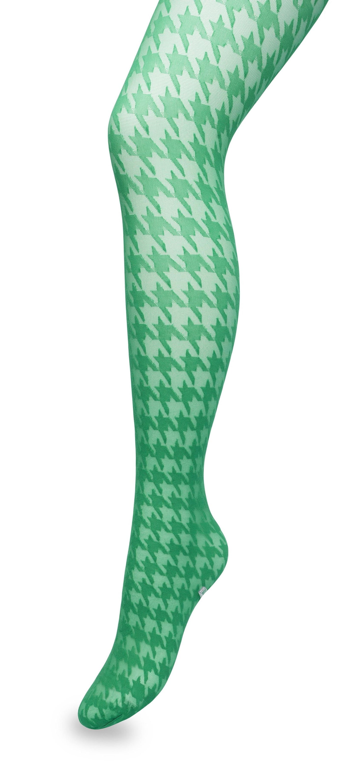 Bonnie Doon BP221903 Houndstooth Tights - Sheer fashion tights with a woven opaque dogtooth pattern in bright kelly green