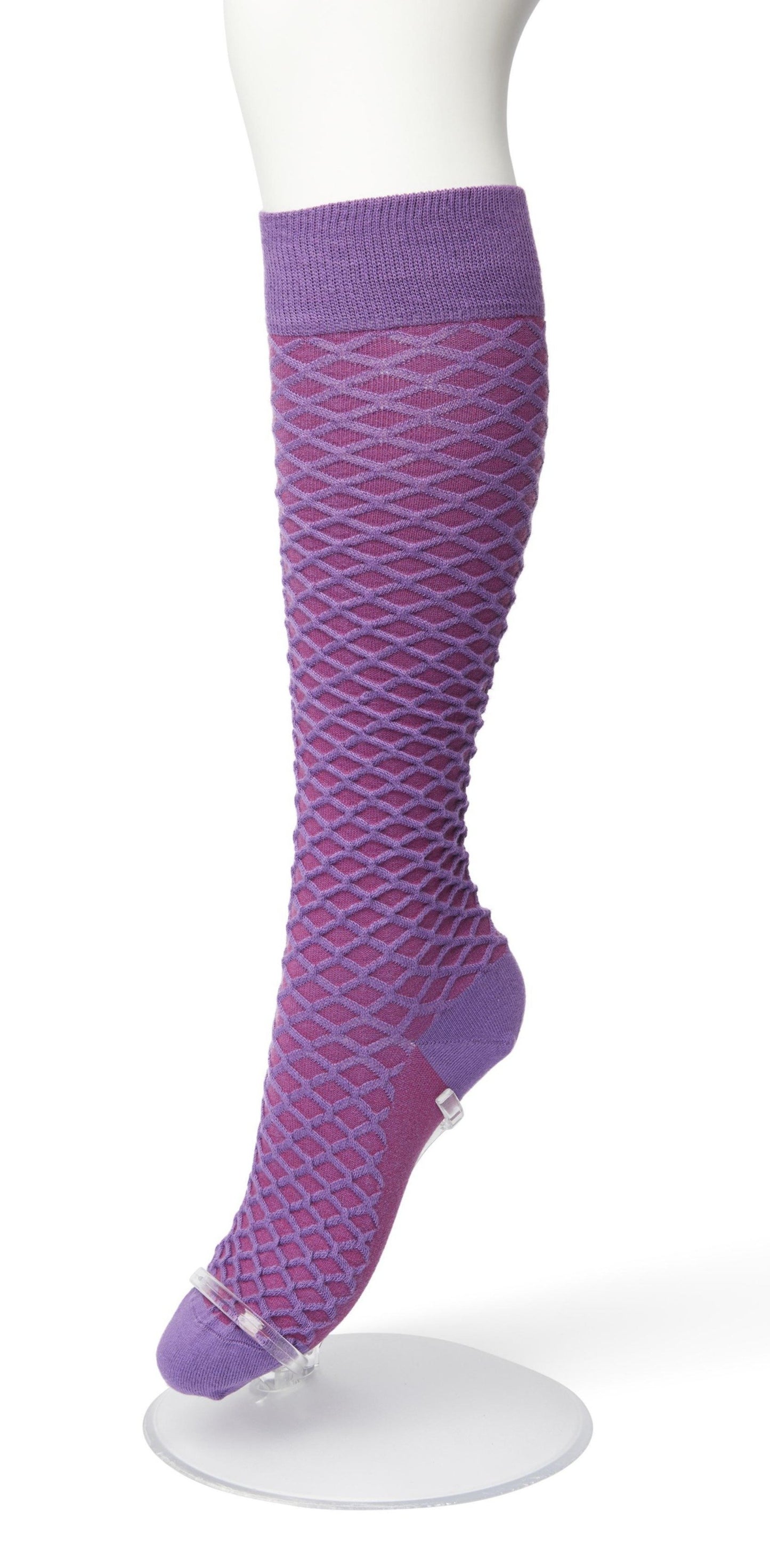 Bonnie Doon BP211506 Cable Knee-highs - Purple (concord grape) soft and warm knitted knee-high socks with a criss-cross diamond textured pattern