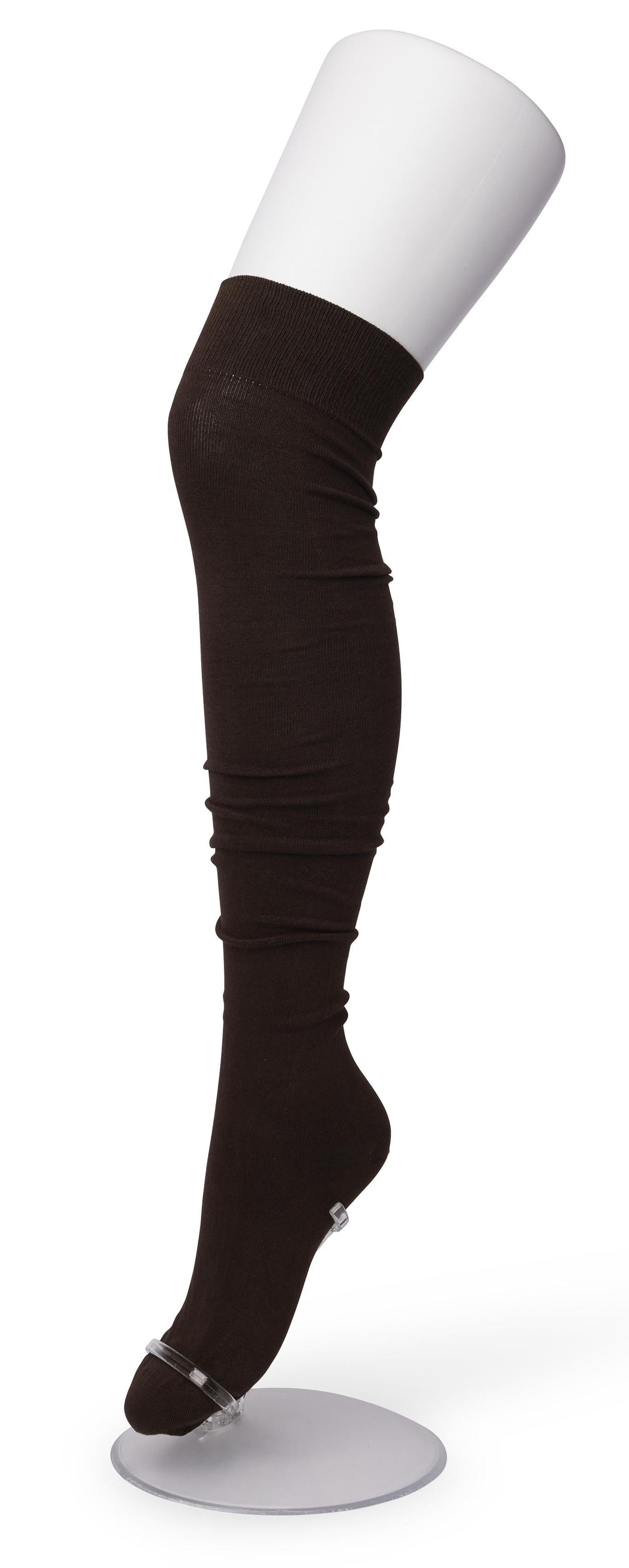 Bonnie Doon Cotton Over The Knee Sock P53496 - dark brown cotton thigh high socks