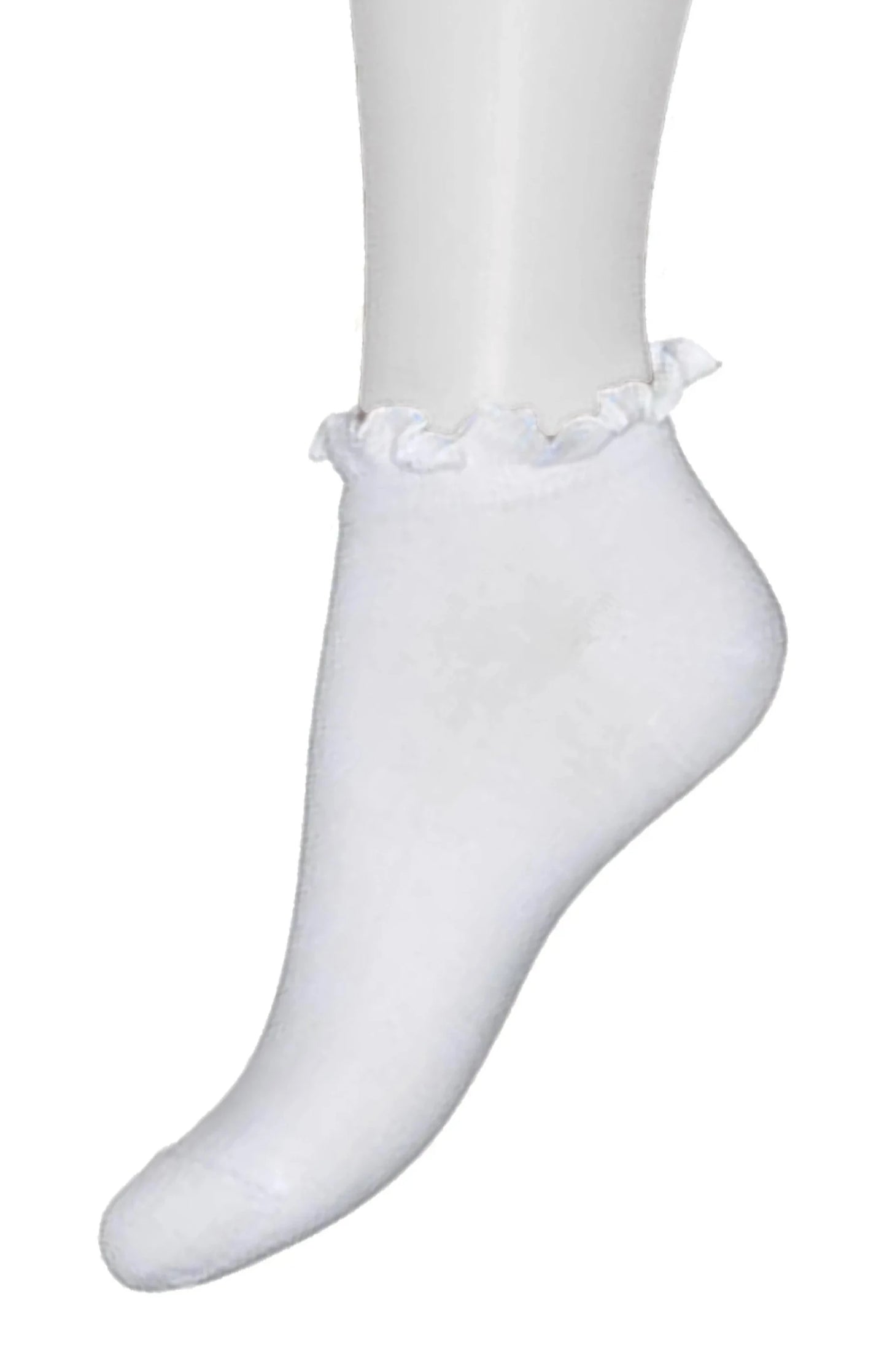 Bonnie Doon BN34.10.19 Lettuce Sock - white low rise cotton ankle socks with frill cuff