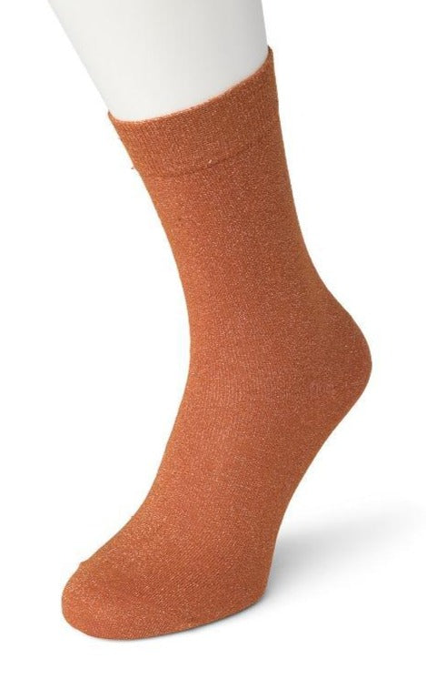 Bonnie Doon BP051138 Cotton Sparkle Socks - rust orange socks with sparkly glitter lam̩ lurex