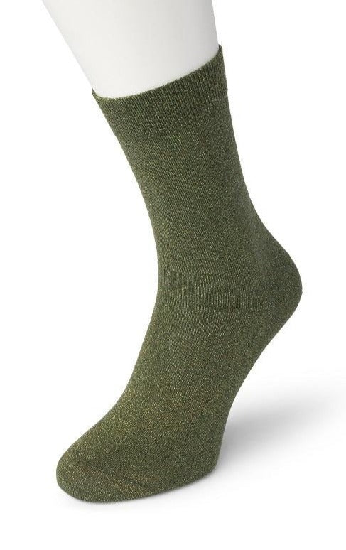 Bonnie Doon BP051138 Cotton Sparkle Socks - olive green socks with sparkly glitter lam̩ lurex