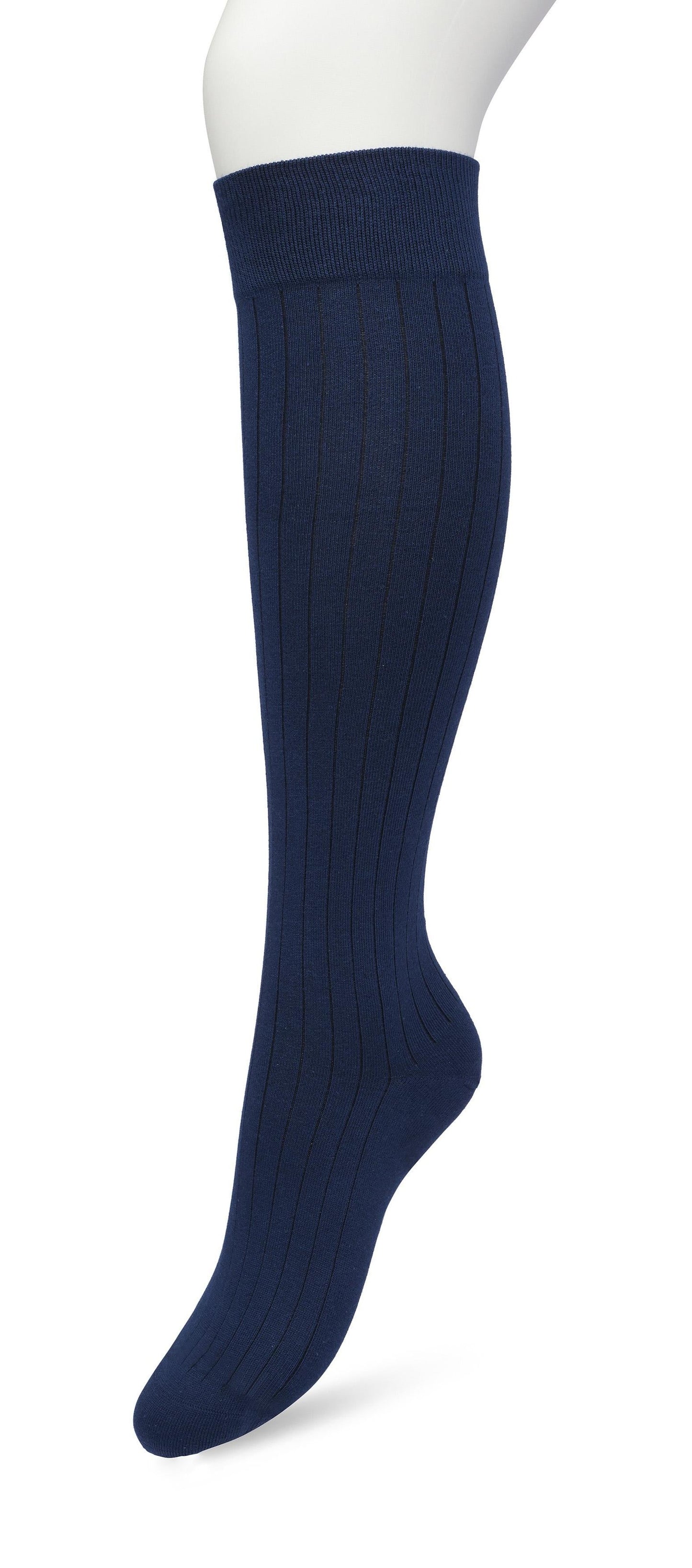 Bonnie Doon Rib Knee High Sock - Navy Blue (Insignia) knitted rib knee-high sock with shaped heel, flat toe seam and deep elasticated cuff.