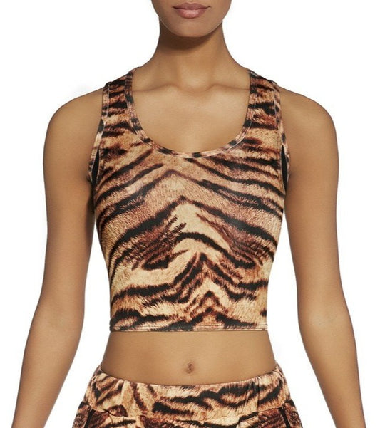 BasBlack Cool Top 30 - tiger print cropped sports bra top