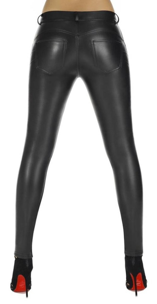 BasBleu Leila Leggings - black faux leather trouser leggings