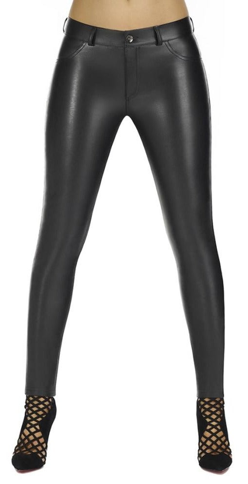 BasBleu Leila Leggings - black faux leather trouser leggings