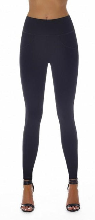 BasBleu Asami Leggings - high waisted control top leggings with faux back pockets detail with push-up effect