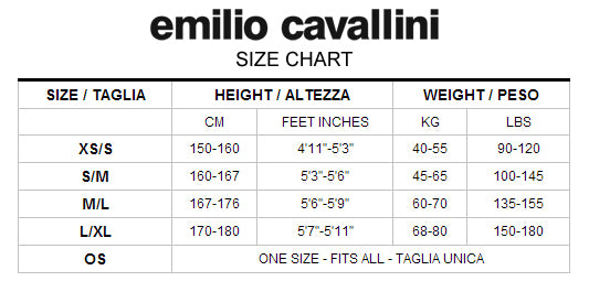 Emilio Cavallini - Size Chart