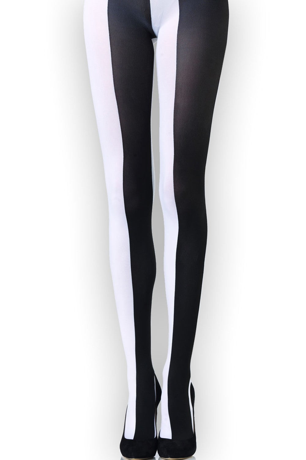 Emilio Cavallini Two Toned Large Vertical Stripes Tights - black and white striped tights