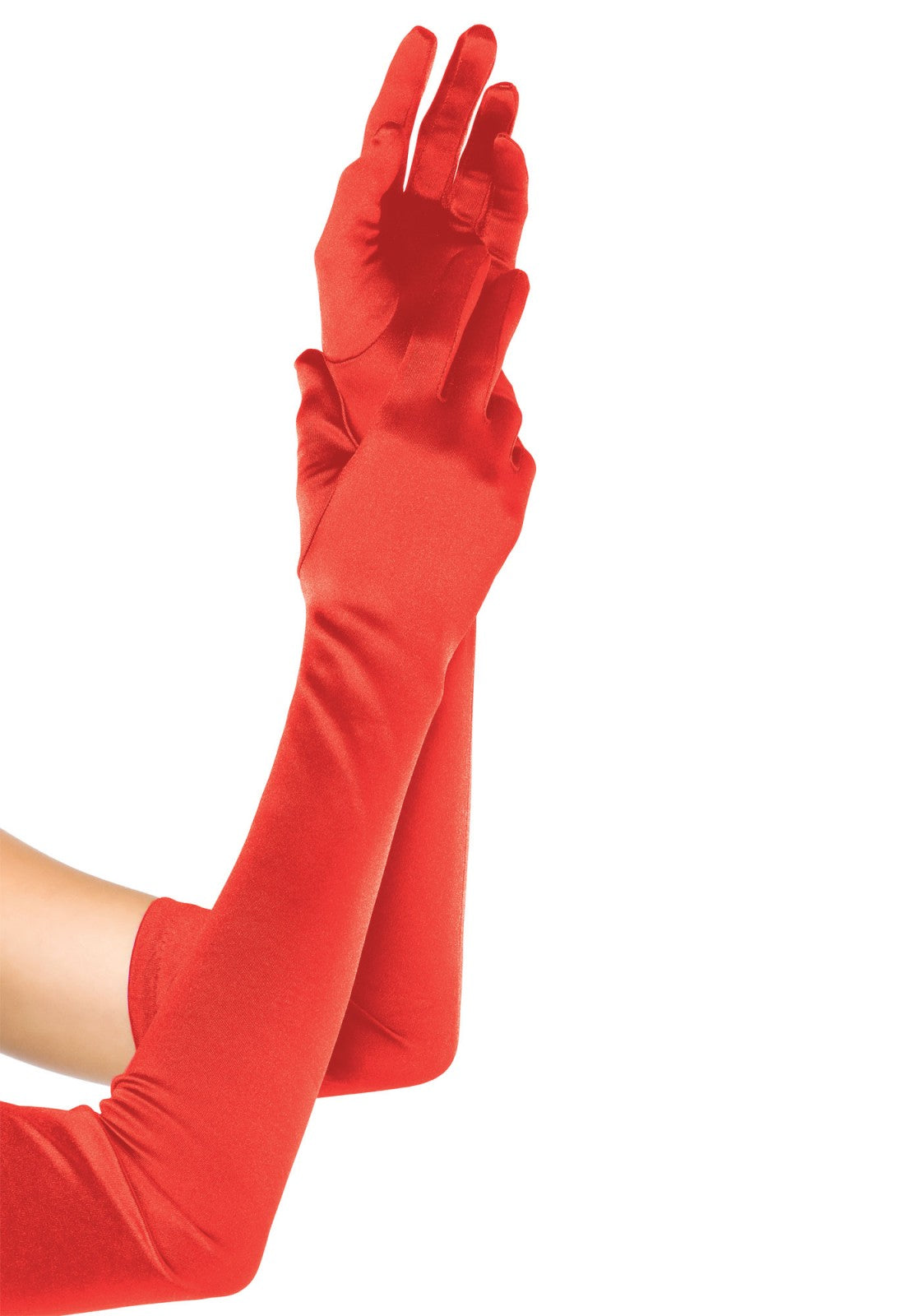 Leg Avenue 16B Extra Long Satin Gloves - Red satin above the elbow length long gloves, perfect for the party season.