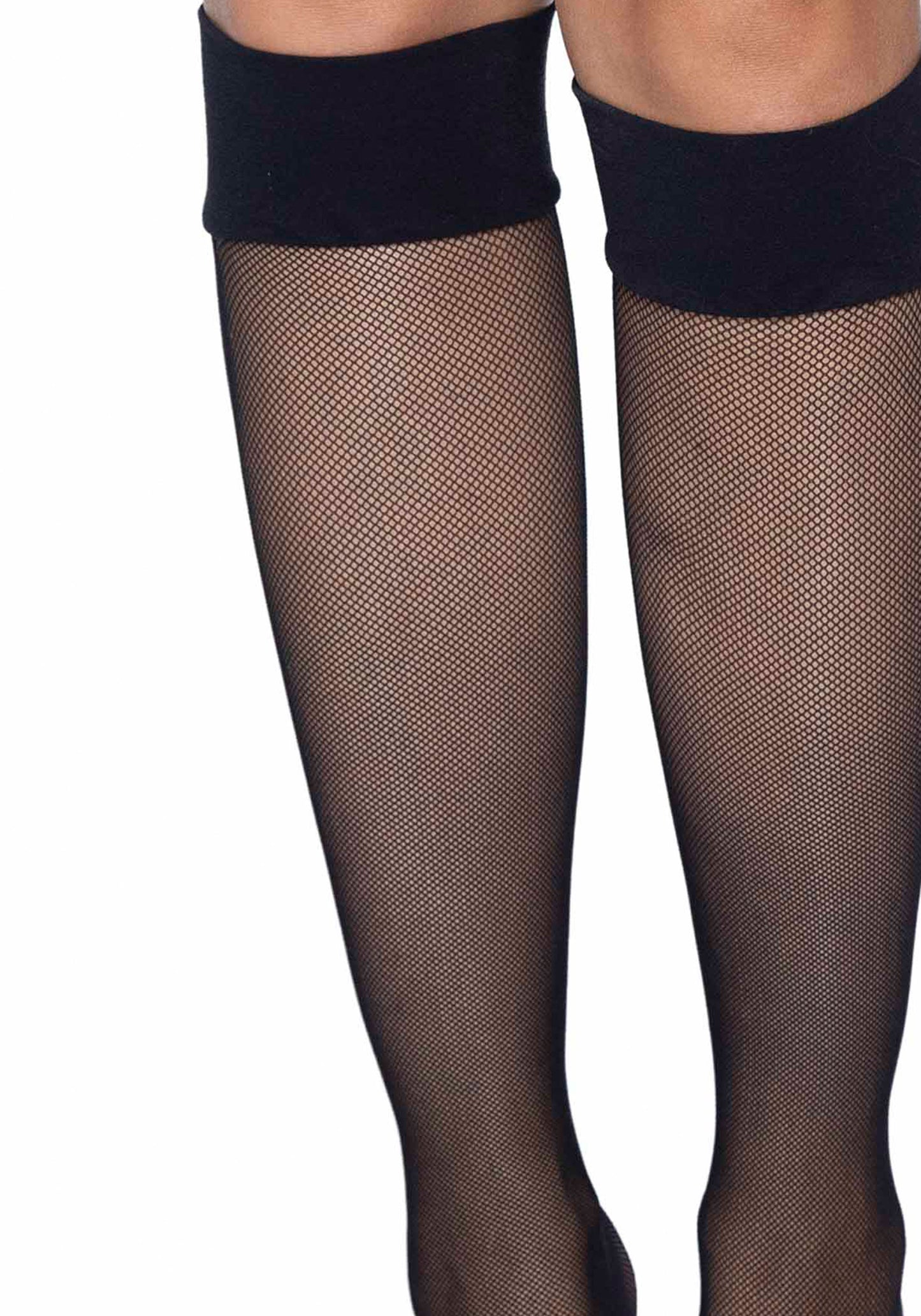 Leg Avenue 5626 Mesh Knee-Highs - Black fine classic micro fishnet knee-high socks with main elasticated cuff.