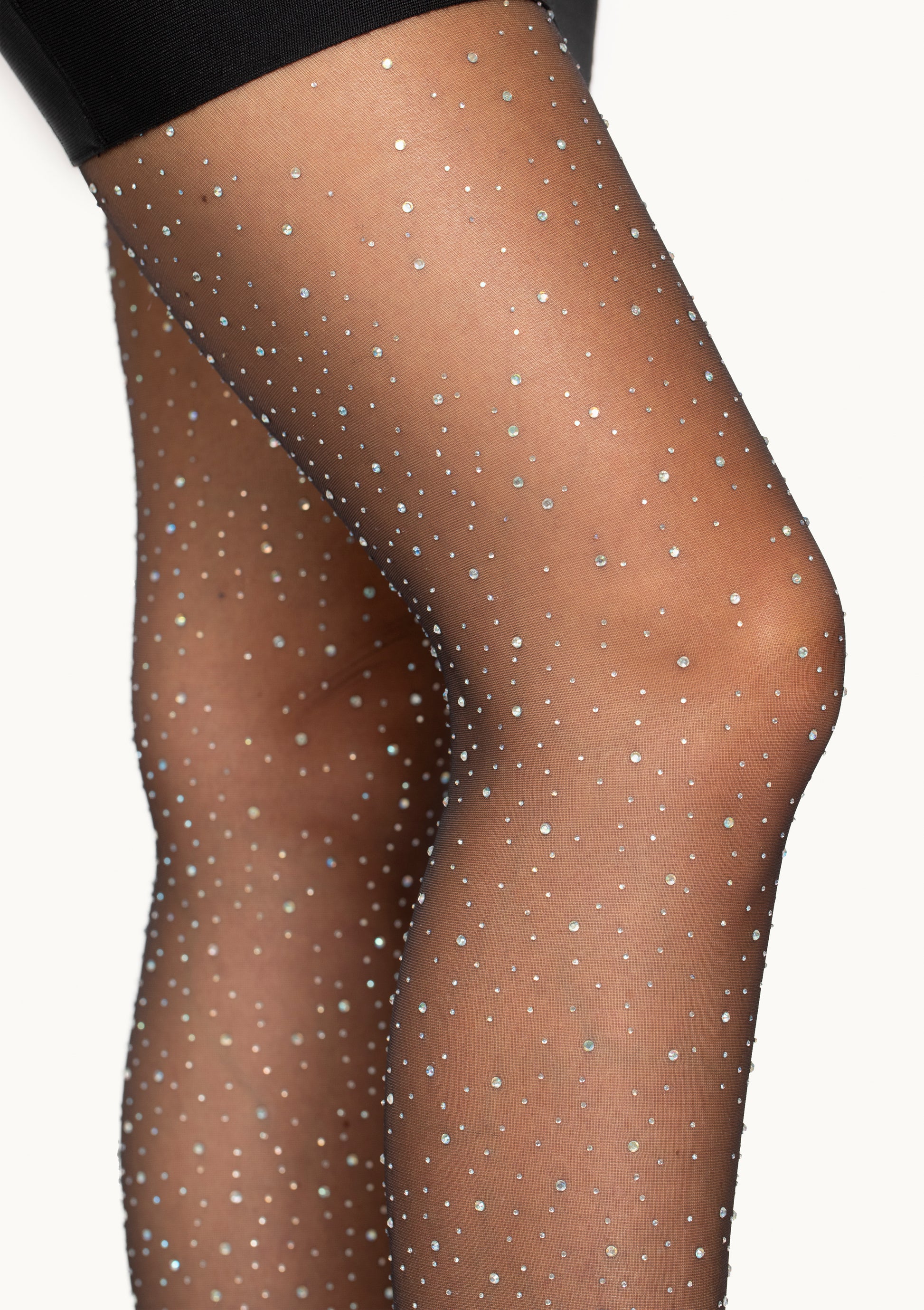 Leg Avenue 7957 Rhinestone Pantyhose - sheer black tights with dotted gemstones / diamante crystals all over, perfect hosiery for the sparkly party season