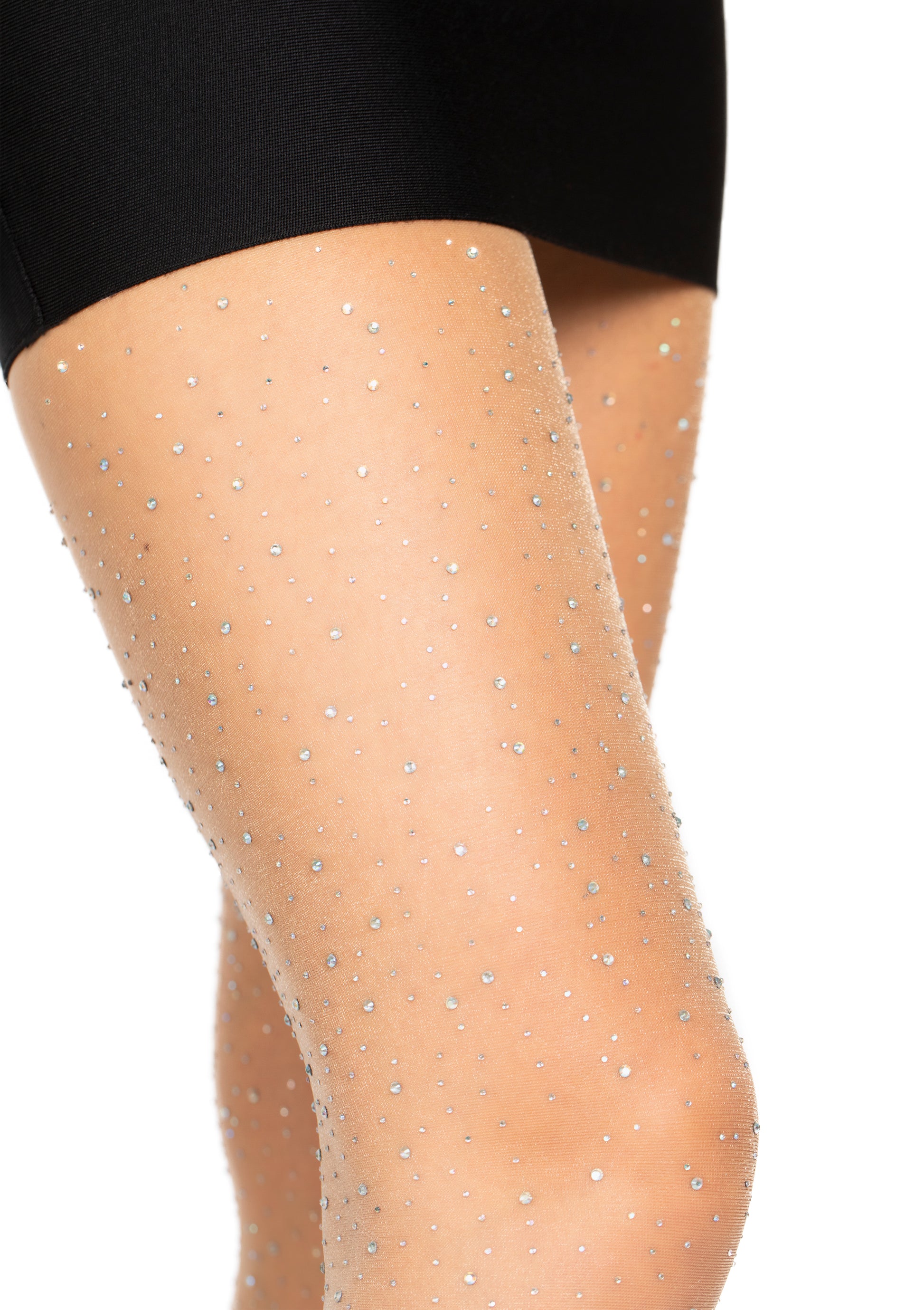 Leg Avenue 7957 Rhinestone Pantyhose - sheer nude tights with dotted gemstones / diamante crystals all over, perfect hosiery for the sparkly party season