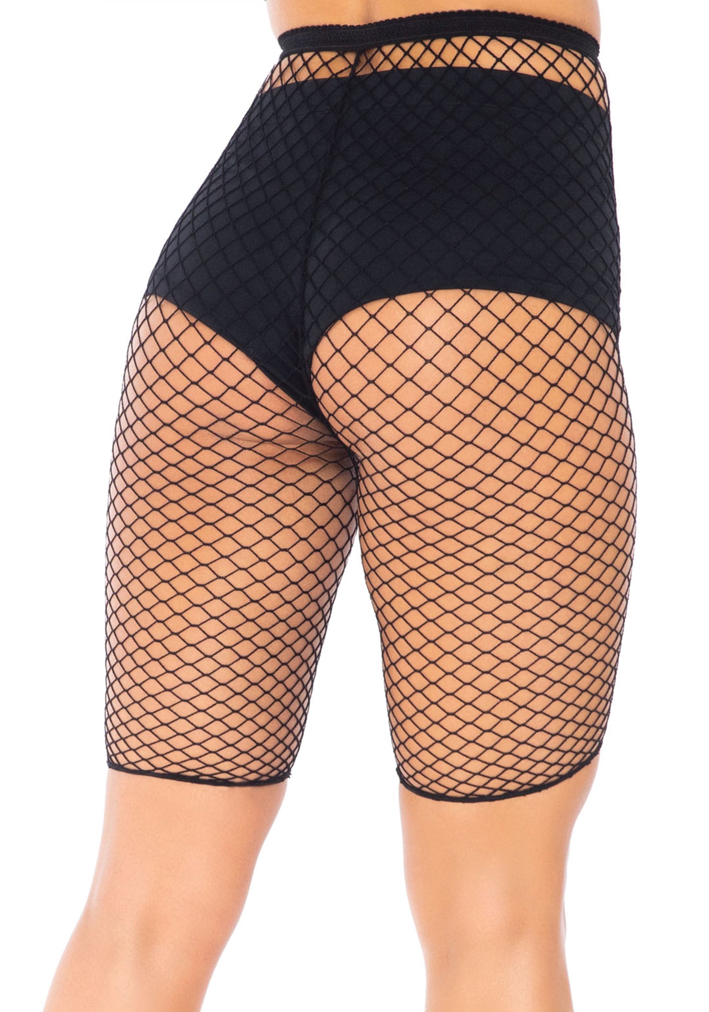 Leg Avenue 8882 Industrial Net Biker Shorts - black fishnet bicycle shorts