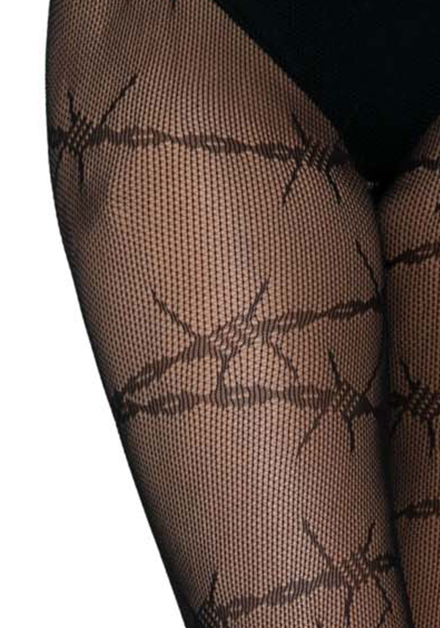 Leg Avenue 9717 Barbed Wire Tights - Black micro fishnet tights with woven barbed wire style pattern.