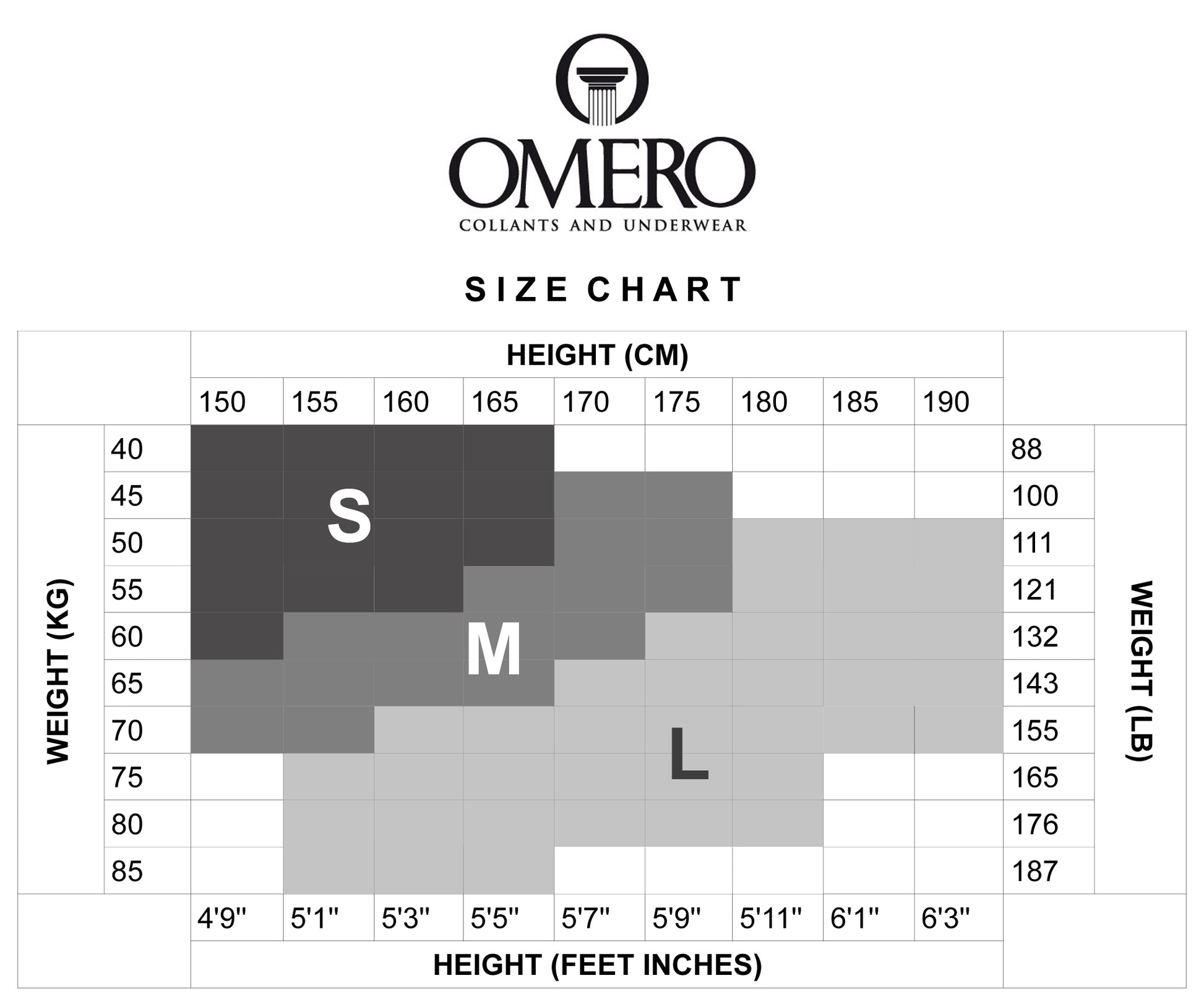 Omero - Size Chart