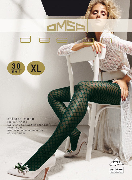 Omsa 454 Spider Collant - Sheer fashion tights with an enclosed honeycomb fishnet pattern, flat seams, hygienic gusset and deep comfort waist band.