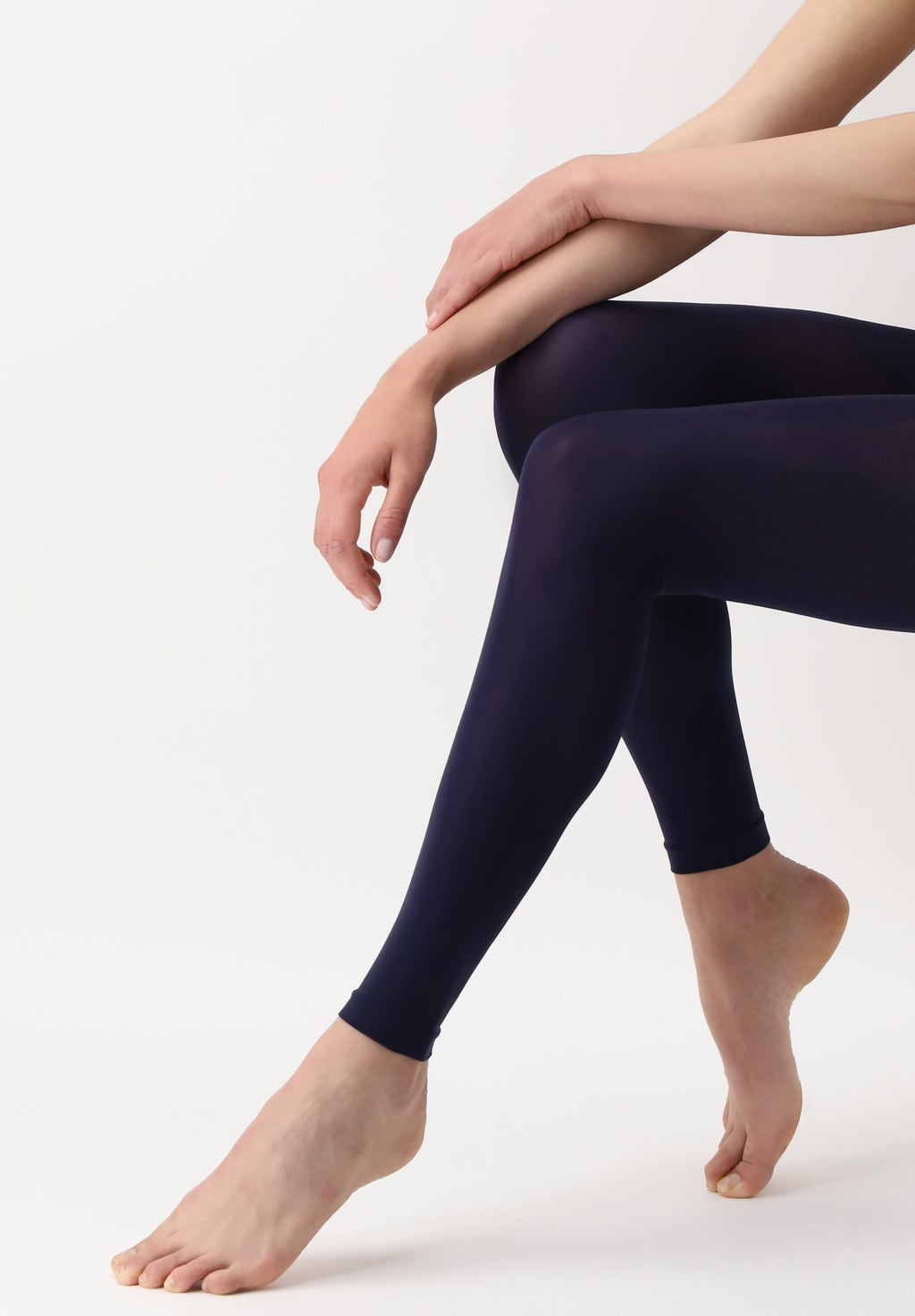 OroblÌ_ All Colors Leggings - Marine navy soft matte opaque footless tights with deep comfort waist band, flat seams and gusset.