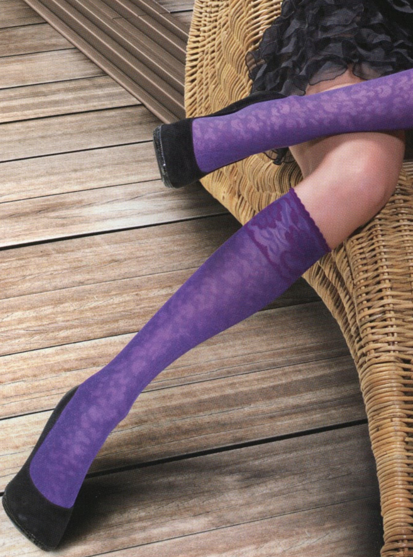 Omsa Couture Gambaletto - floral patterned knee-high fashion socks with a contrast floral cuff
