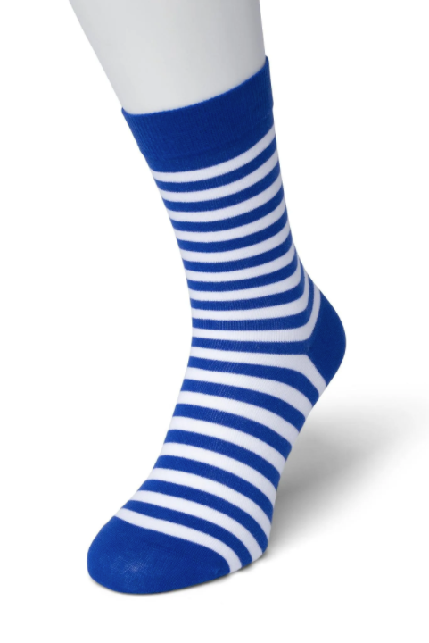 Bonnie Doon Stripe Sock - blue and white horizontal stripe cotton socks