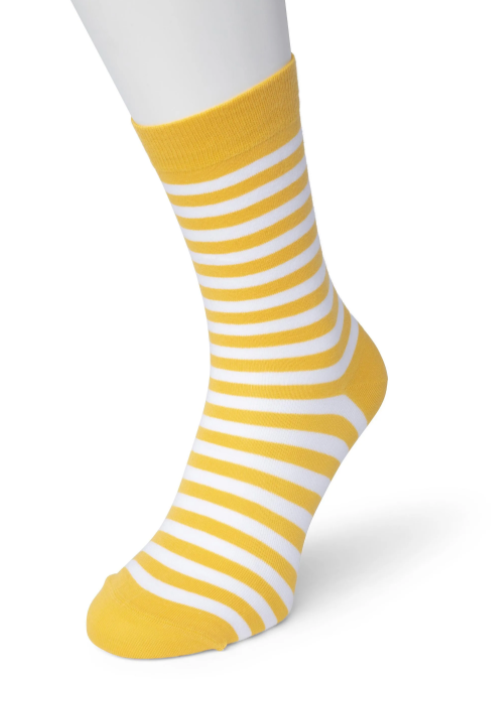 Bonnie Doon Stripe Sock - yellow and white horizontal stripe cotton socks