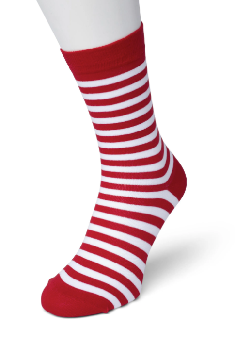 Bonnie Doon Stripe Sock - red and white horizontal stripe cotton socks