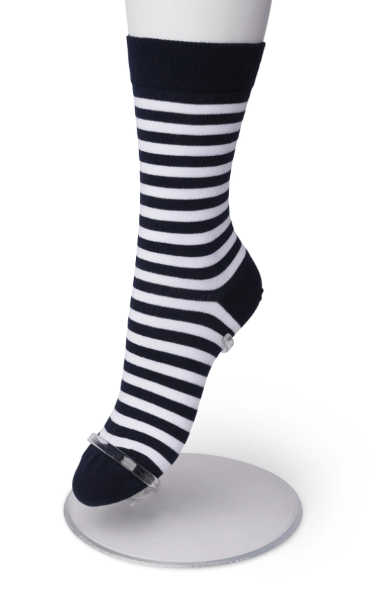 Bonnie Doon Stripe Sock - black and white horizontal stripe cotton socks