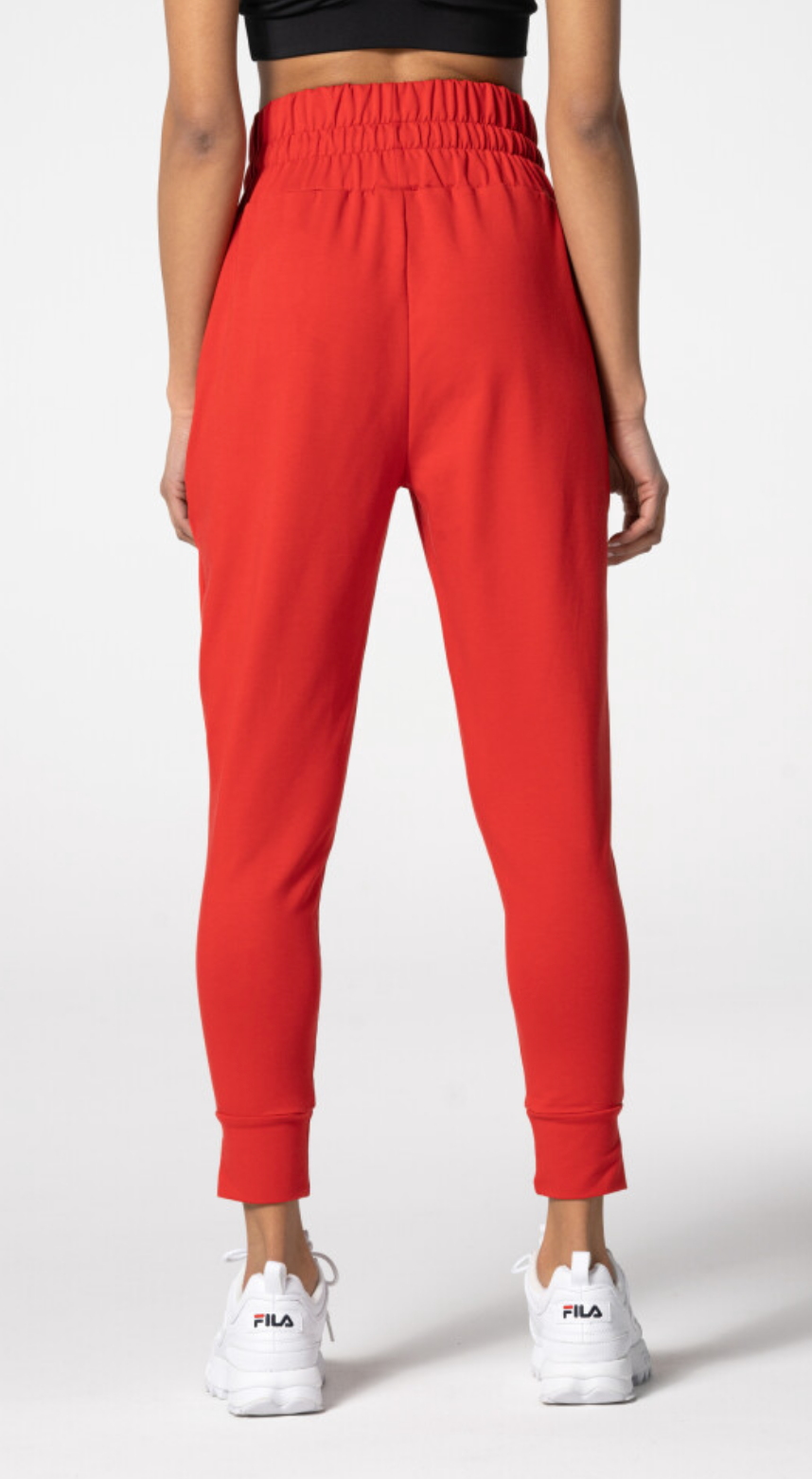Carpatree Fair Sweatpants - Red jogger style tracksuit bottoms with deep elasticated high waist that ties and pockets. Made of strong stretch cotton.